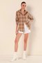 Women's Pistachio Green Stripe Checked Plaid Shirt HZL22W-BD1201451 - 5