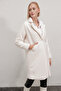 Women's Bone Single Button Double Pocket Lined Boucle Cashmere Coat Hzl22W-Bd190821 - 7