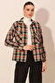 Women's Tile Black Metal Buttoned Plaid Pattern Stamp Lumberjack Shirt HZL24W-BD139541