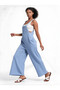 Women's Ice Blue Adjustable Strap Pocket Wide Leg Gardener Jumpsuit HZL22S-BD170191 - 2