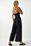 Black Knitted Summer Jumpsuit - Adjustable Strap and Elastic Waist HZL24S-BD170291 - 5