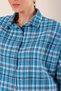 Women's Blue White Navy Stripe Checked Plaid Shirt HZL22W-BD1201451 - 5