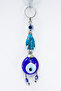 Navy Blue, Fish Figured Handmade Glass Evil Eye Beaded Keychain - 2