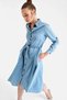 Women's Blue Belted Denim Long Sleeve Jean Shirt Dress Hzl22w-bd119241