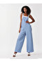 Women's Ice Blue Adjustable Strap Pocket Wide Leg Gardener Jumpsuit HZL22S-BD170191 - 3