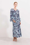 Women's Turquoise Patterned Spanish Sleeve Elastic Waist Long Summer Viscose Dress HZL24S-BD124541 - 2