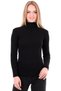 Women's Black High Neck Ribbed Knit Sweater Hzl22W-H100011