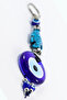 Navy Blue, Fish Figured Handmade Glass Evil Eye Beaded Keychain - 7
