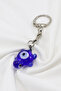 Navy Blue Glass Turtle Figured Evil Eye Bead Keychain, Gift Evil Eye Beaded Bag Ornament