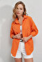 Women's Orange Side Slit Drawstring Shirt Hzl23W-Bd1201321