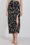 Women's Black Cream Leaf Patterned Elastic Waist Slit Long Skirt HZL24S-BD1180081 - 2