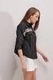 Women's Black Embroidery Detailed Poplin Shirt Hzl23S-Bd1201471 - 6