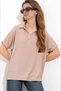 Beige Polo Neck Wide Cut Women's Knitted Blouse - HZL24S-BD104861 - 2