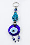 Navy Blue, Fish Figured Handmade Glass Evil Eye Beaded Keychain - 3