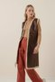 Women's Brown Faux Fur Inside Long Faux Leather Vest Hzl23W-Bd167861 - 3