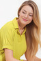 Women's Pistachio Green Polo Collar Wide Cut Knitted Blouse Hzl24S-Bd104861 - 3