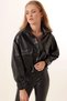 Women's Black Short Faux Leather Pocket Detail Balloon Sleeve Crop Jacket Hzl23W-Bd110311 - 8