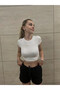 Women's Black Elastic Waist Slit Pocket Linen Shorts Hzl24S-Zk11371 - 4