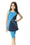 Girl's Blue Navy Blue Detailed 6-13 Years Old Sleeveless Tights Swimsuit HZL24S-AR1142