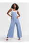 Women's Ice Blue Adjustable Strap Pocket Wide Leg Gardener Jumpsuit HZL22S-BD170191