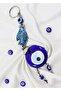 Navy Blue, Fish Figured Handmade Glass Evil Eye Beaded Keychain