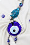 Navy Blue, Fish Figured Handmade Glass Evil Eye Beaded Keychain - 6
