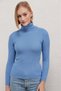 Women's Blue Ribbed Knitwear Turtleneck Sweater Hzl22W-Bd1445001 - 5