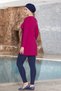 Women's Hijab Dark Pink Long Sleeve Boneli Closed Tights Dress Swimsuit HZL24S-AR1251-46 - 2
