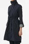 Women's Navy Blue Pocket Detailed Drawstring Waist Lined Long Trench Coat HZL23W-BD158081 - 7
