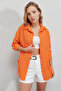 Women's Orange Side Slit Drawstring Shirt Hzl23W-Bd1201321 - 3