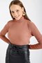 Women's Powder-Colored Ribbed Knitwear Turtleneck Sweater Hzl22W-Bd1445001 - 5