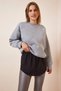 Women's Black Elastic Waist Button Detailed Sweater and Sweatshirt Under Skirt Poplin Shirt HZL23S-BD118881