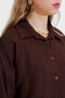 Women's Brown Linen Shirt Trousers Bottom-Top Double Set HZL23W-BD166221 - 3