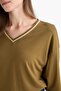 Regular Fit V Neck Long Sleeve T-Shirt G0210Ax25Au - 5
