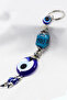 Patterned Rectangular Shaped Handmade Glass Evil Eye Beaded Keychain, Gift Keychain - 5