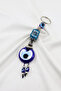 Patterned Rectangular Shaped Handmade Glass Evil Eye Beaded Keychain, Gift Keychain - 6