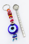 Colorful Tiny Ringed Moon Star Handmade Glass Evil Eye Beaded Keychain, Gift Keychain - 4
