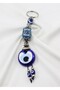 Patterned Rectangular Shaped Handmade Glass Evil Eye Beaded Keychain, Gift Keychain