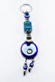 Patterned Rectangular Shaped Handmade Glass Evil Eye Beaded Keychain, Gift Keychain - 3