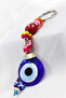 Colorful Tiny Ringed Moon Star Handmade Glass Evil Eye Beaded Keychain, Gift Keychain - 5