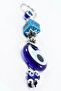 Patterned Rectangular Shaped Handmade Glass Evil Eye Beaded Keychain, Gift Keychain - 7