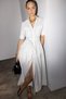 100% Cotton Shirt Collar Poplin Tie Detail Short Sleeve Midi Dress G1715Ax25Au