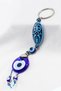 Patterned Ellipse Shaped Handmade Glass Evil Eye Beaded Keychain, Gift Keychain