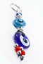 Patterned Circle Shaped Handmade Glass Evil Eye Beaded Keychain, Red Bunch Beaded Keychain - 7