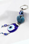 Patterned Heart Shaped Handmade Glass Evil Eye Beaded Keychain - 5