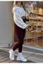 Burgundy High Waist Women's Leggings Sh316 - 4