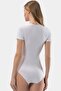 Women's U-Neck Short Sleeve Cotton Bodysuit with Snap Fasteners 299/White - 4