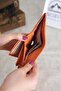 Saraciye Stitched Multi-Compartment Genuine Leather Wallet Women's Orange 1065 - 5