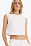 Cropped Fit Crew Neck Crepe Vest F8112Ax25Au - 5