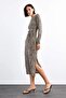 Leopard Printed Li Cross Woven Long Sleeve Midi Dress G0737Ax25Sm - 2